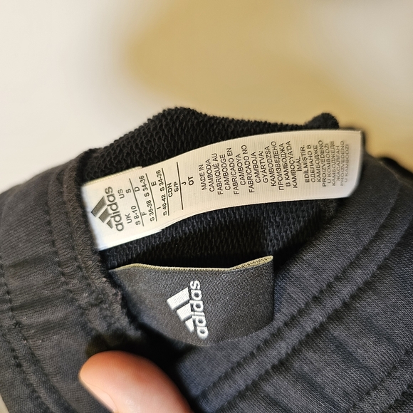 Adidas black with white stripes cotton knit capri sweatpants size S US - Picture 3 of 6